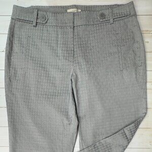 LOFT Ann Taylor Women’s 6P Petite Gray Geometric Jacquard Slim Ankle Dress Pants
